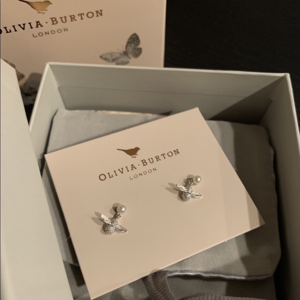 NWT pearl bee drop earrings sterling silver